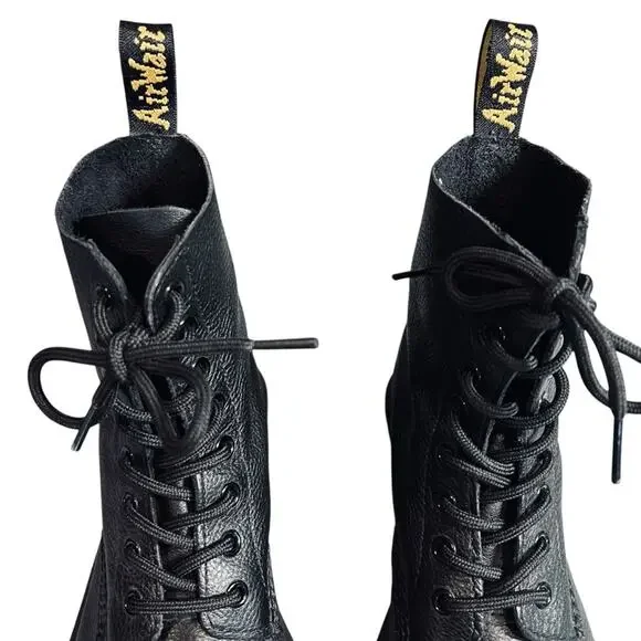 Dr. Martens Women’s Sz 7 Black Leather Pascal Virginia Boots Lace Up - Picture 7 of 11